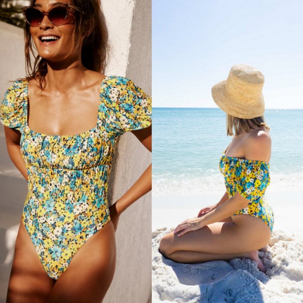 L*Space Marilyn‎ One Piece in Daisy Diamond Sz 6 Floral Vacation Beach